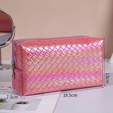 Bolsa de cosméticos de viaje de PU impermeable para mujer de moda