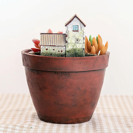 Maceta de resina con forma de granja creativa para suculentas: decoración del hogar con jardín de hadas