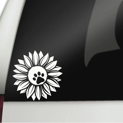 Sunflower & Dog Paw Vinyl Decal - Wnkrs