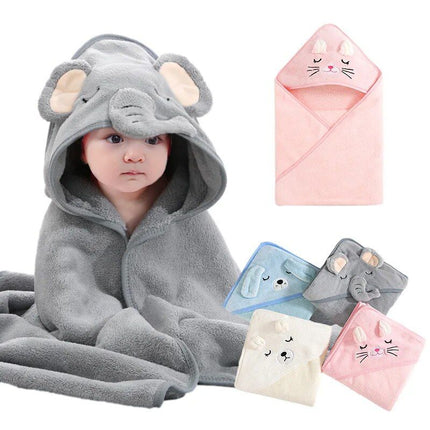 Soft & Adorable Cartoon Animal Hooded Baby Towel - Warm, Cozy Cotton Bathrobe for Newborns & Toddlers - Wnkrs