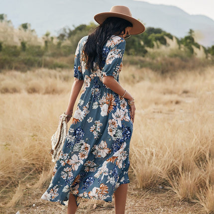 Elegante vestido largo estampado de verano