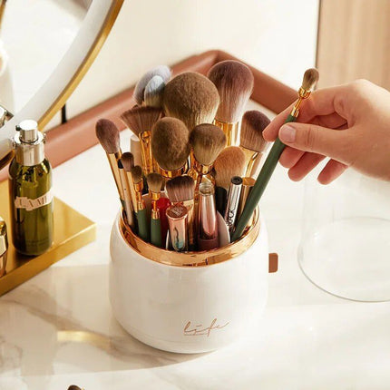 360° Rotating Cosmetic Brush Holder - Portable & Clear Makeup Organizer - Wnkrs