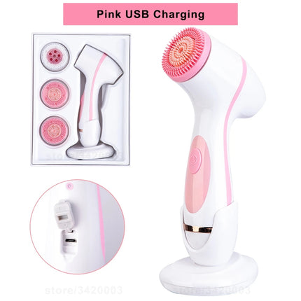 3-in-1 Sonic Rotating Facial Cleansing Brush: Waterproof, Rechargeable & Deep Cleaning Spa System