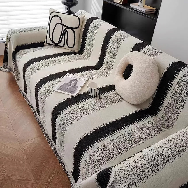 Striped Chenille Sofa Cover Anti-Scratch Throw Blanket