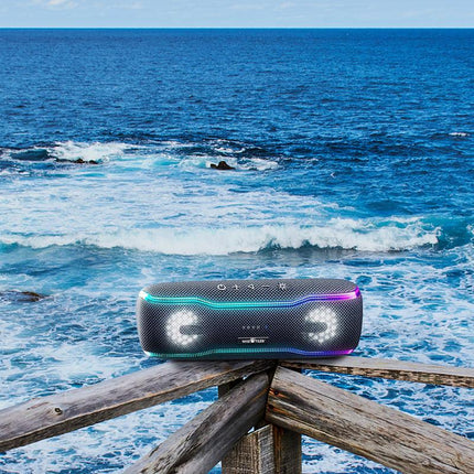 Enceinte Bluetooth d'extérieur étanche 25 W avec lumière RVB et son surround stéréo