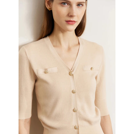 Cardigan en tricot slim minimaliste pour femme