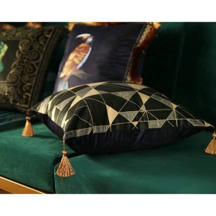 Rainforest Geometric Print Velvet Cushion Cover - Wnkrs