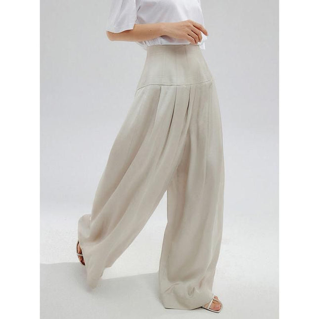 Pantalones casuales de cintura alta y pierna ancha para mujer