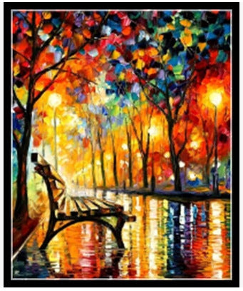 Diamond Painting Square Full Diamond Brick Painting New Living Room Landscape Diamond Cross  Ight View Rainy Night Street Scene - Wnkrs