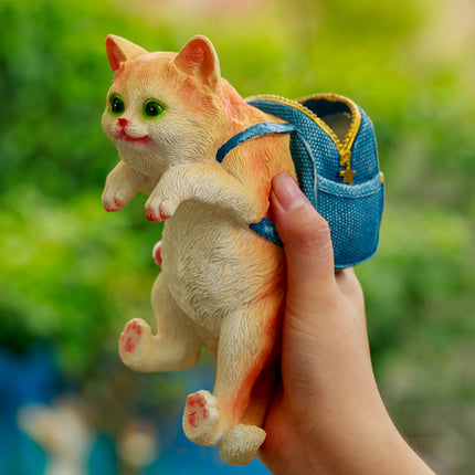 Statue de jardin en forme de sac à dos pour chat