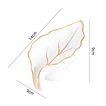 Porte-savon élégant en céramique en forme de feuille
