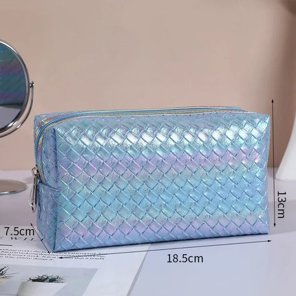 Bolsa de cosméticos de viaje de PU impermeable para mujer de moda