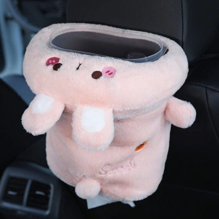 2-in-1 Car Tissue Box & Trash Bin with Cartoon Animal Design - Wnkrs