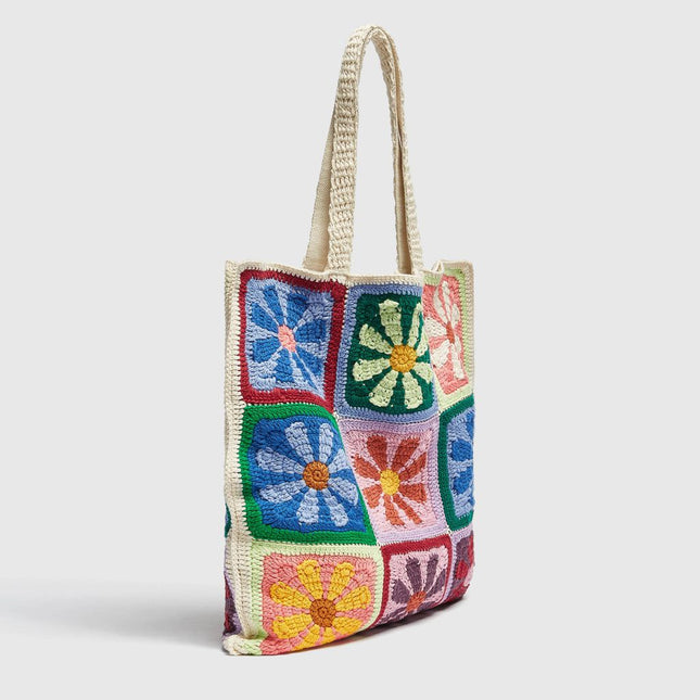 Sac à bandoulière en crochet fleuri