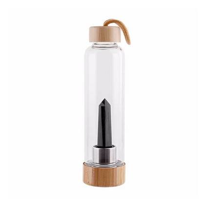 Crystal Infused Elixir Glass & Bamboo Water Bottle - Wnkrs