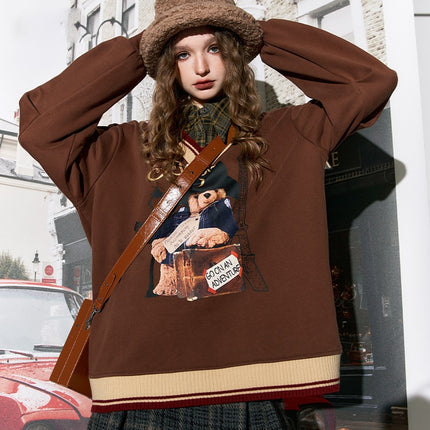 Graphic Kawaii Korean Fashion Spliced Hoodies for Women