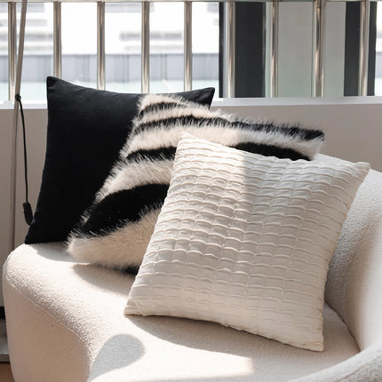 Housse de coussin minimaliste italienne noire et blanche – Taie d'oreiller de luxe douce