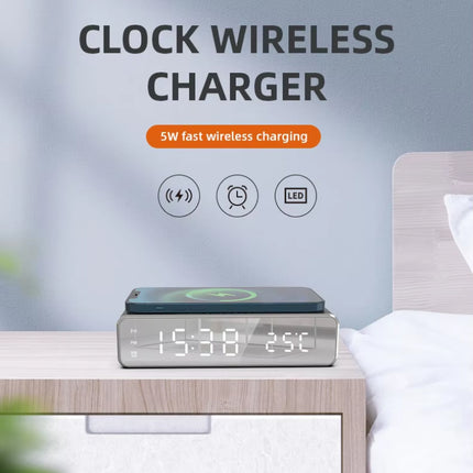 Chargeur sans fil et réveil LED avec thermomètre