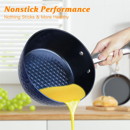 Frying Pan Sets Non Stick 3Pieces Blue 3D Diamond Cookware - Wnkrs