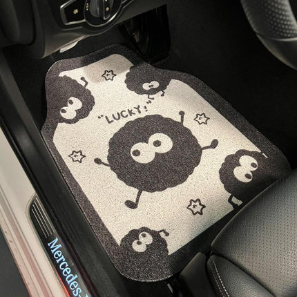 Alfombrillas universales cortas de felpa para el suelo del coche: alfombrillas interiores antideslizantes y antisuciedad con dibujos de duendes