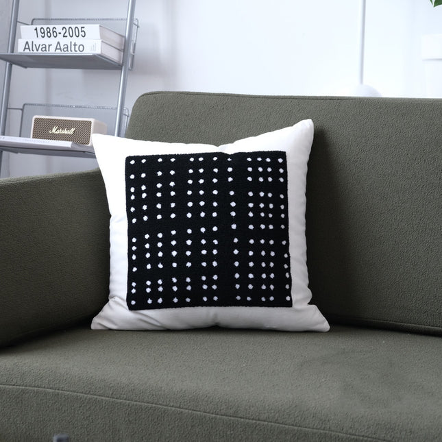 Modern Jane Wave Dot Geometric Black And White Cushion - Wnkrs