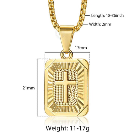 New Gold Square Christian Cross Pendant Necklace - Wnkrs