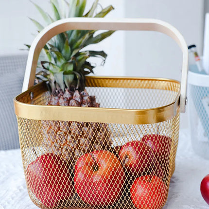 Iron Art Fruit Basket with Bamboo Handle