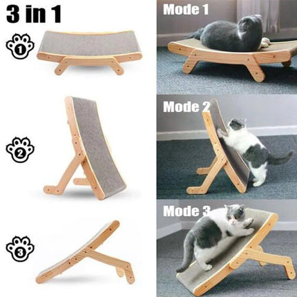 Multi-Functional Wooden Cat Scratcher & Lounge Bed - Wnkrs