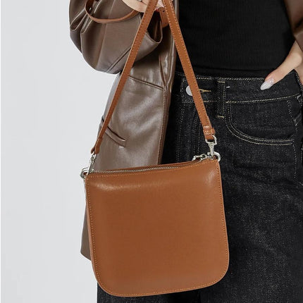 Bolso de hombro de piel auténtica para mujer