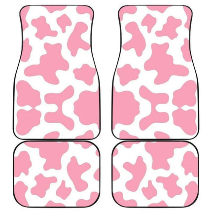 Pastel Pink & White Cow Print Car Floor Mats - Wnkrs