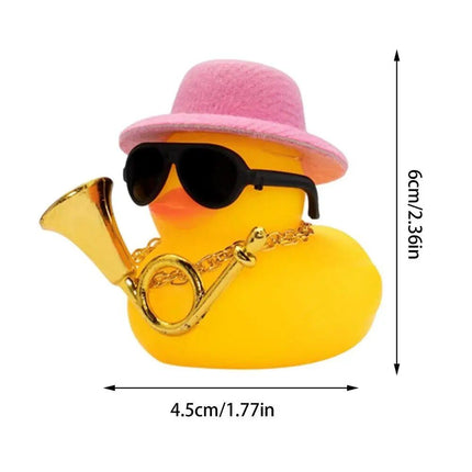 Mini Rubber Duck Car Ornaments Dashboard Interior Decor Cowboy Hat Duck With Scarf Sunglasses Kids Toys Gifts Car Accessories - Wnkrs