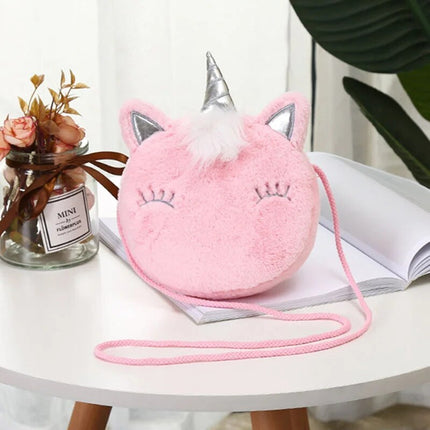 Sac à bandoulière en peluche licorne magique pour enfants à la mode