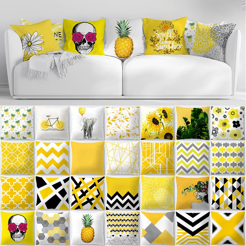 Yellow Print Cushion Cover