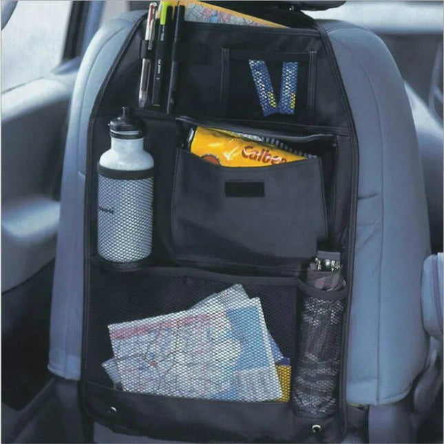 Universal Waterproof Car Seat Back Organizer: Multifunctional Storage in Black - Wnkrs