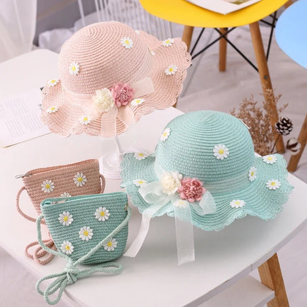 Ensemble chapeau de soleil et sac à main Daisy pour enfants