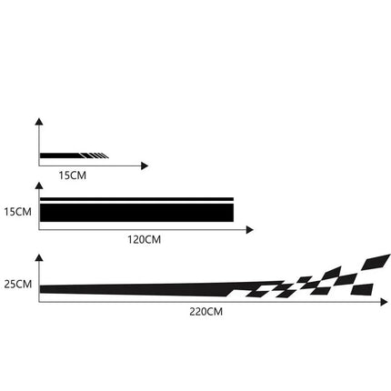 Lot de 6 autocollants en vinyle à rayures de course pour capot de voiture, côté, rétroviseur