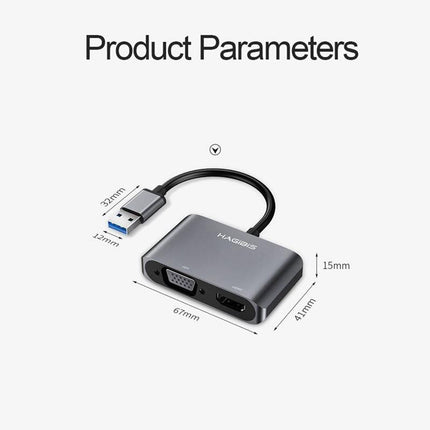 Adaptateur USB 3.0 vers HDMI et VGA | Convertisseur double écran 1080P pour Windows et Mac