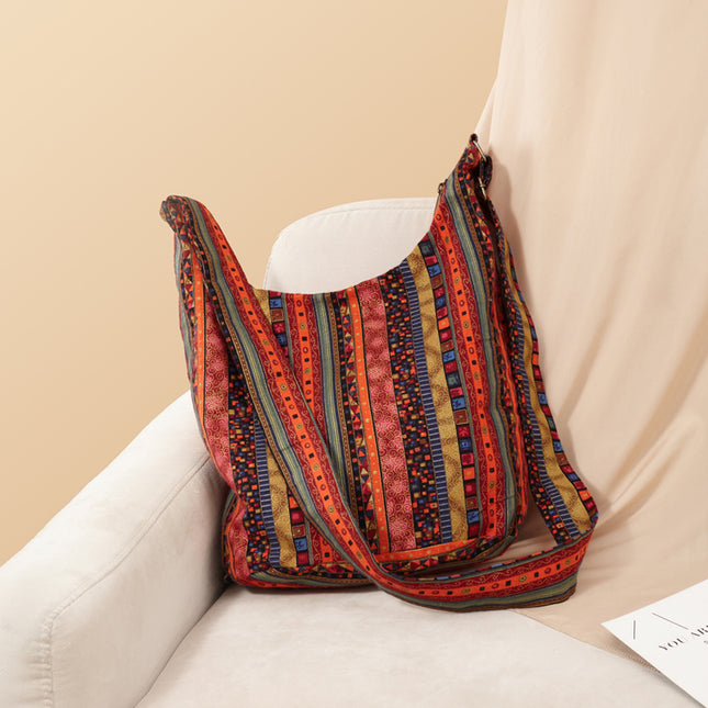 Bolso de hombro de lona estilo bohemio vintage