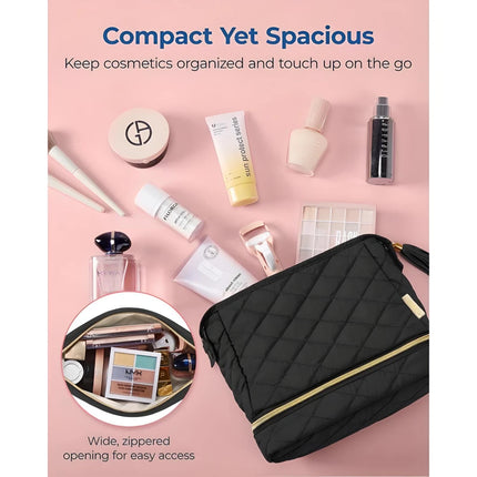 Bolsa de maquillaje de doble capa para cosméticos