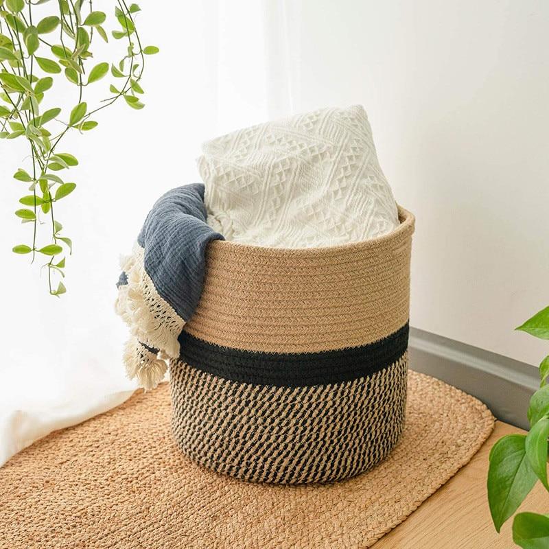 Woven Cotton and Linen Storage Basket