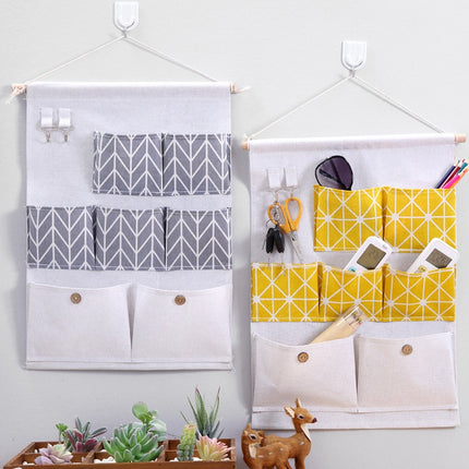 Cotton and Linen Wall Hanging Organizer Bag - Wnkrs