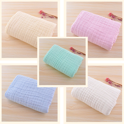Infant color cotton quilt is covered with cotton six-layer pleated bubble yarn newborn plain blanket - Wnkrs
