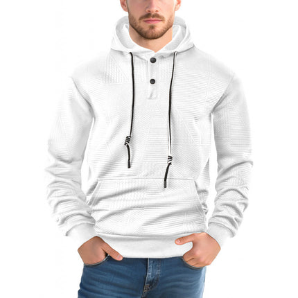Pull-over uni décontracté à manches longues et capuche pour homme