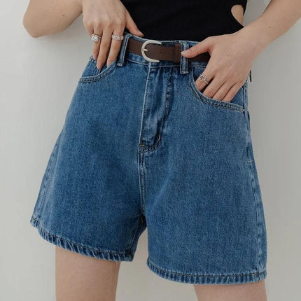 Short en jean taille haute décontracté