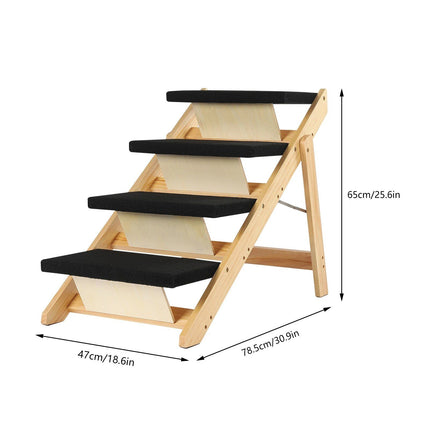 2-in-1 Foldable Wooden Pet Stairs & Ramp for Cats and Medium-Sized Dogs - Wnkrs