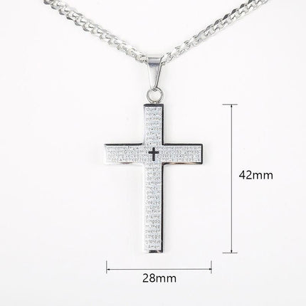 Stylish Unisex Cross Pendant Necklace with Cuban Link Chain - Wnkrs