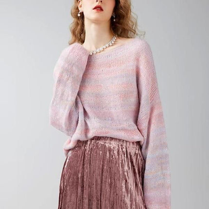 Suéter de mezcla de lana de alpaca de gran tamaño para mujer, otoño/invierno