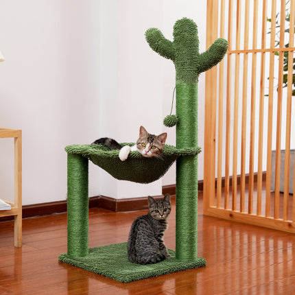 Rascador para gatos con forma de cactus y hamaca