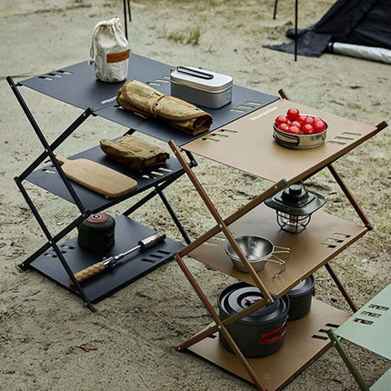 Multi-Level Portable Folding Camping Shelf – Aluminum Outdoor BBQ Table Rack - Wnkrs