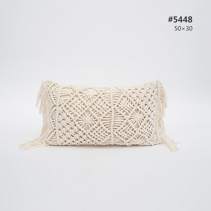 Pure Cotton Knitting Tassel Stripe Pillow - Wnkrs